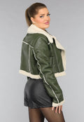 Donkergroene Cropped Lammy Coat