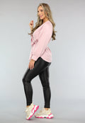 Satin Blouse met Tailleband in Babyroze
