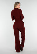 Burgundy Zachte Stretch Broek met Rechte Pijpen
