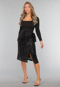 Sequin Midi Wikkelrok in Zwart