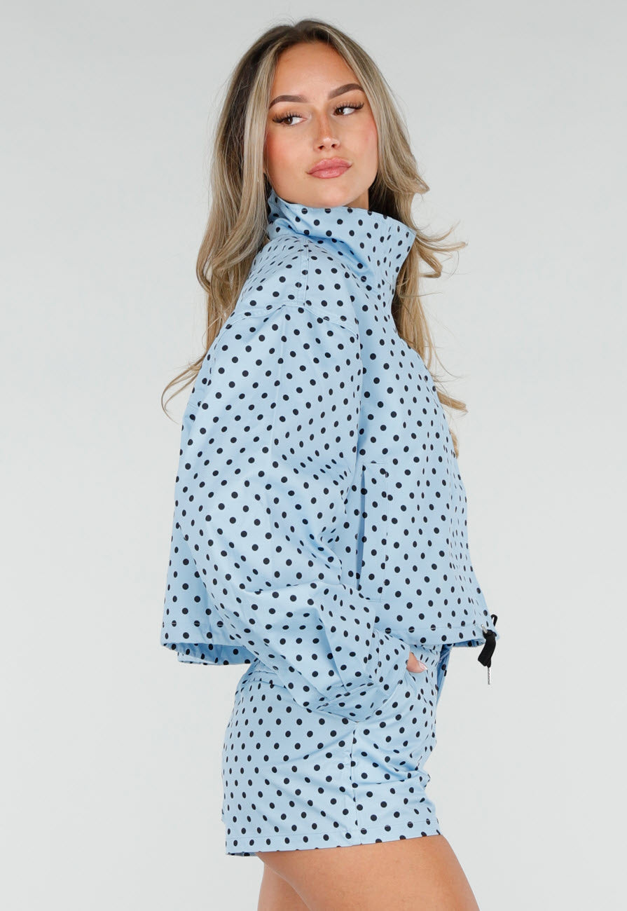 Lichtblauwe Tweedelige Polkadot Set met Jack en Short