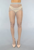 Glanzende Lichtgrijze 15 Denier Panty met Corrigerende Taille