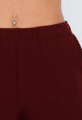 Burgundy Zachte Stretch Broek met Rechte Pijpen