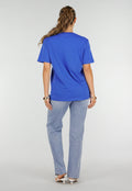 Blauw Basic T-Shirt met Ronde Hals en Korte Mouwen