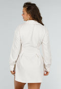 Beige Overhemdjurk met Korset en Transparante Taille