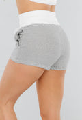 Witte High Waist Joggingshort met Stretch en Zwarte Strepen