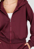 Bordeauxrode Jogging Set met Vest en Wijde Broek
