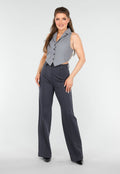 Getailleerd Grijs Gilet met Knopen en Strik Achterkant