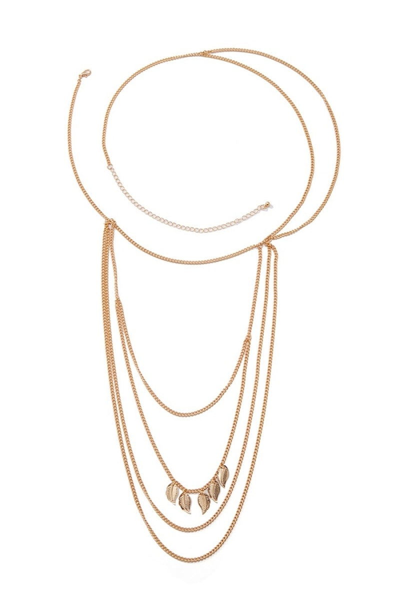 Gouden Schouder Ketting met Leaf