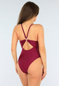 Wijnrood Badpak met Cut-out en Scrunch Detail