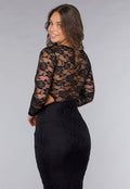 Zwarte Kanten Bodycon Jurk met Cut-Out