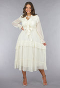 Ruched Maxi Jurk in Ecru