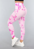 Tie Dye Roze Fitness Legging met Compressie Band