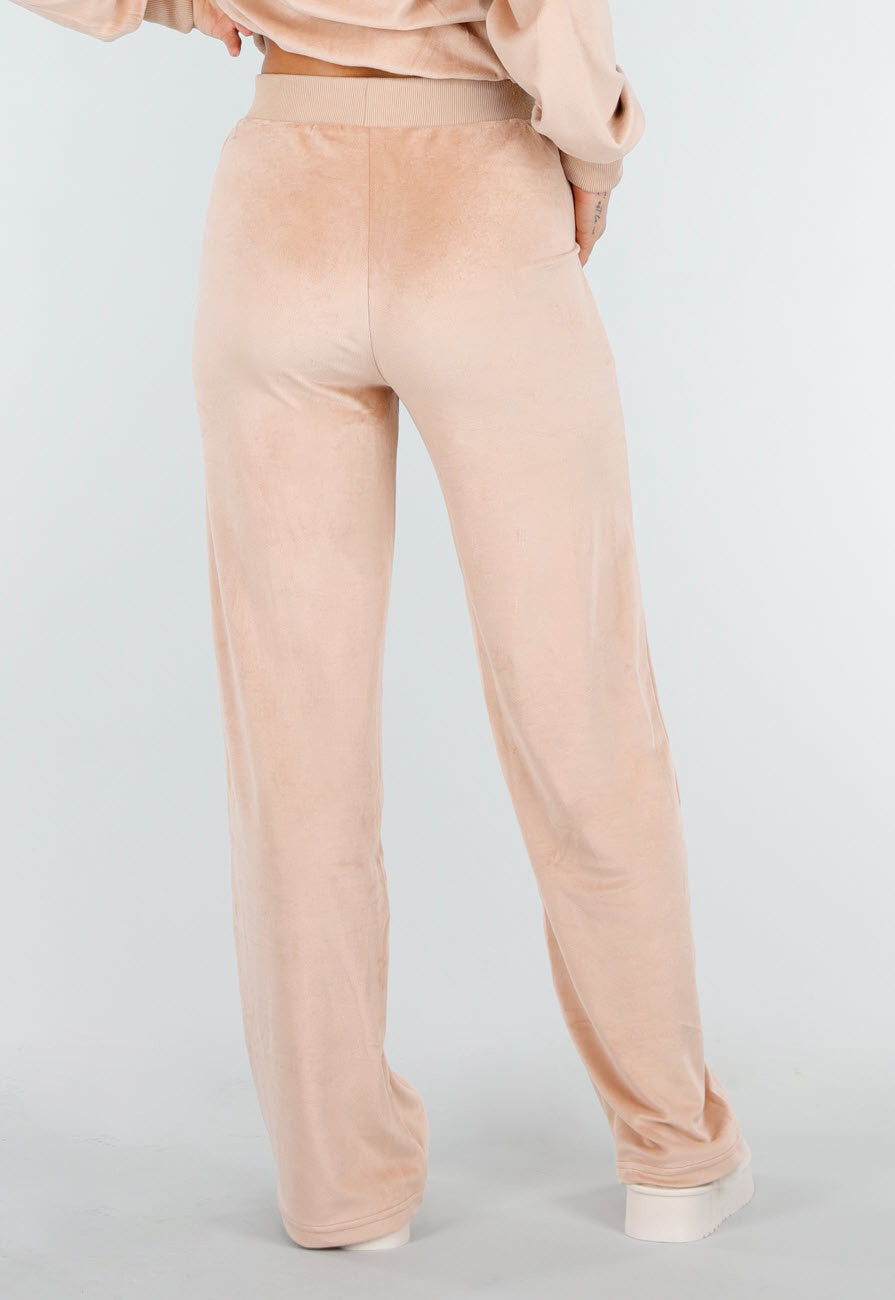 Roze Velours Joggingpak met Lange Mouwen en Wijde Broek