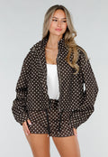 Bruine Tweedelige Polkadot Set met Jack en Short