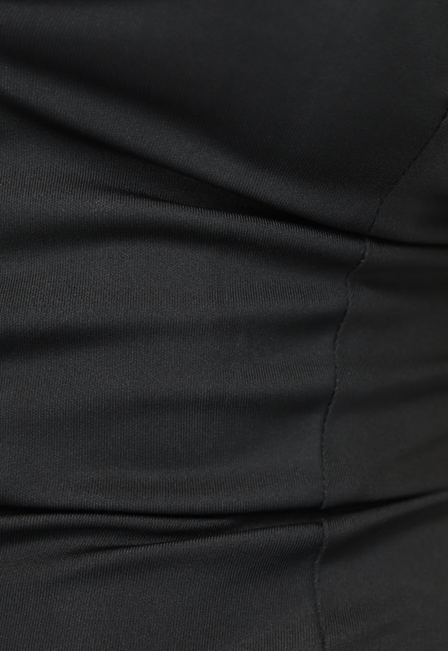 Lange Zwarte Galajurk met Split en Veterdetail