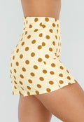 Gele Polkadot Skort met Split en Stretch