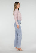 Lichtroze Kanten Top met Ruches en Stretch