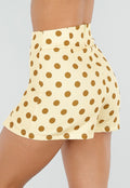 Gele Polkadot Skort met Split en Stretch