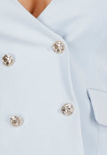 Lichtblauwe Gilet Top met Open Rug en Gouden Knopen