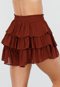Bruine Skort met Ruches en Stretch