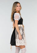 Zwart Oktoberfest Jurkje met Kant Strik en Beige Schort