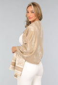 Beige Omslag Sjaal met Print