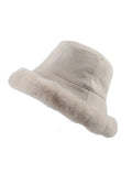 Suèdelook Bucket Hat met Bont Randje