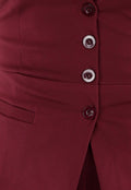 Bordeaux Strapless Korsettop met Knopen en Giletlook