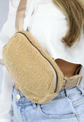 Faux Fur Beige Fanny Pack