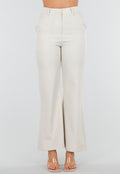 Beige Flared Pantalon met Elastische Tailleband