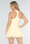 Butter Yellow Stretch Top met Vierkante Hals en Uitneembare Pads