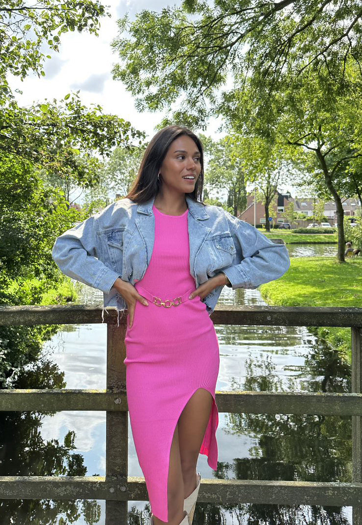 Cropped Jeans Jasje met Druksluiting