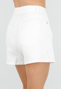 Witte Denim Skort met Rechte Pasvorm en Steekzakken