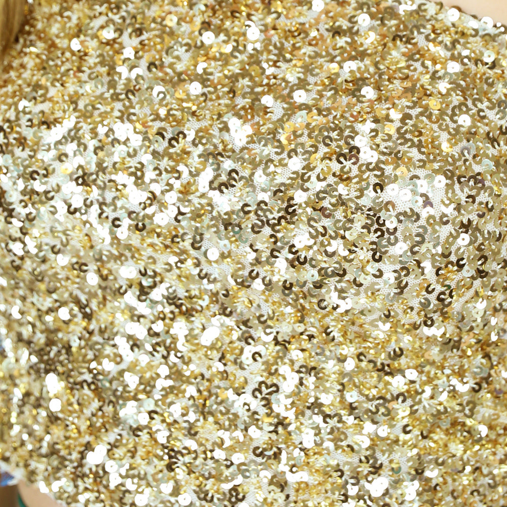 Gouden Strapless Crop Top met Pailletten
