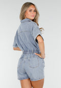 Blauwe Denim Playsuit met Stretch Taille