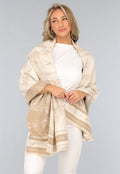 Beige Omslag Sjaal met Print