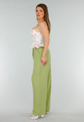 Witte Stretch Korset Top met Vetersluiting, beugels en Bloemenprint