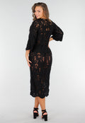 Gehaakte Cover-up Jurk Vest met V-Hals en Lange Mouwen