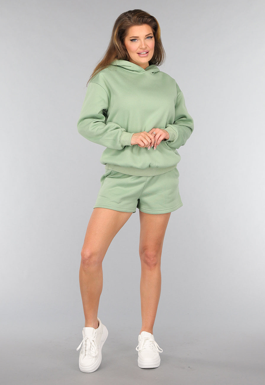 Groene Short Set met Hoodie
