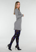 Donkerblauwe Grijze Panty met Argyle Print