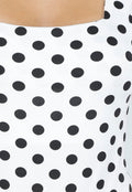 Witte Body met Zwarte Stippen en Vierkante Hals
