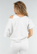 Grijze One Shoulder Top met Ingewerkte Top en Stretch