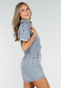Blauwe Denim Playsuit met Stretch Taille