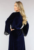 Navy Velours Kamerjas met Zwart Kant