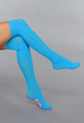 Hoge Blauwe Kousen met Antislip Pootafdrukken