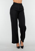 Zwarte Dames Matchende Set met Mouwloze Top, Statement Riem en Wide Leg Broek