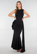 Zwarte Elegante Maxi Jurk met Getailleerde Fit