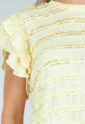 Gele Stretch Two Piece met Ruches en Shorts