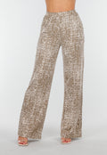Camelkleurige Stretchbroek met All-Over Print en Rechte Pijpen